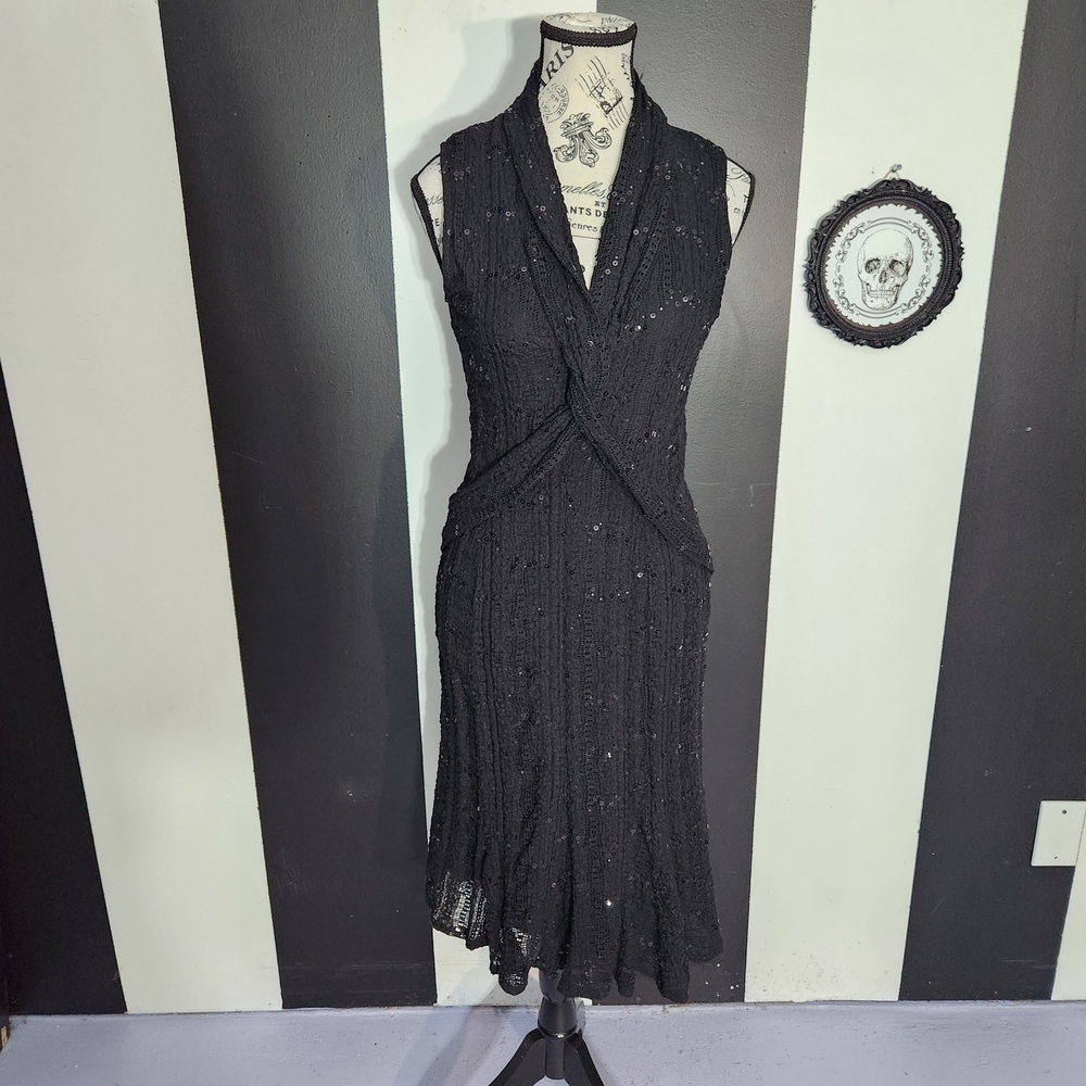 Joseph Ribkoff Black Sleeveless Sequin Midi Dress